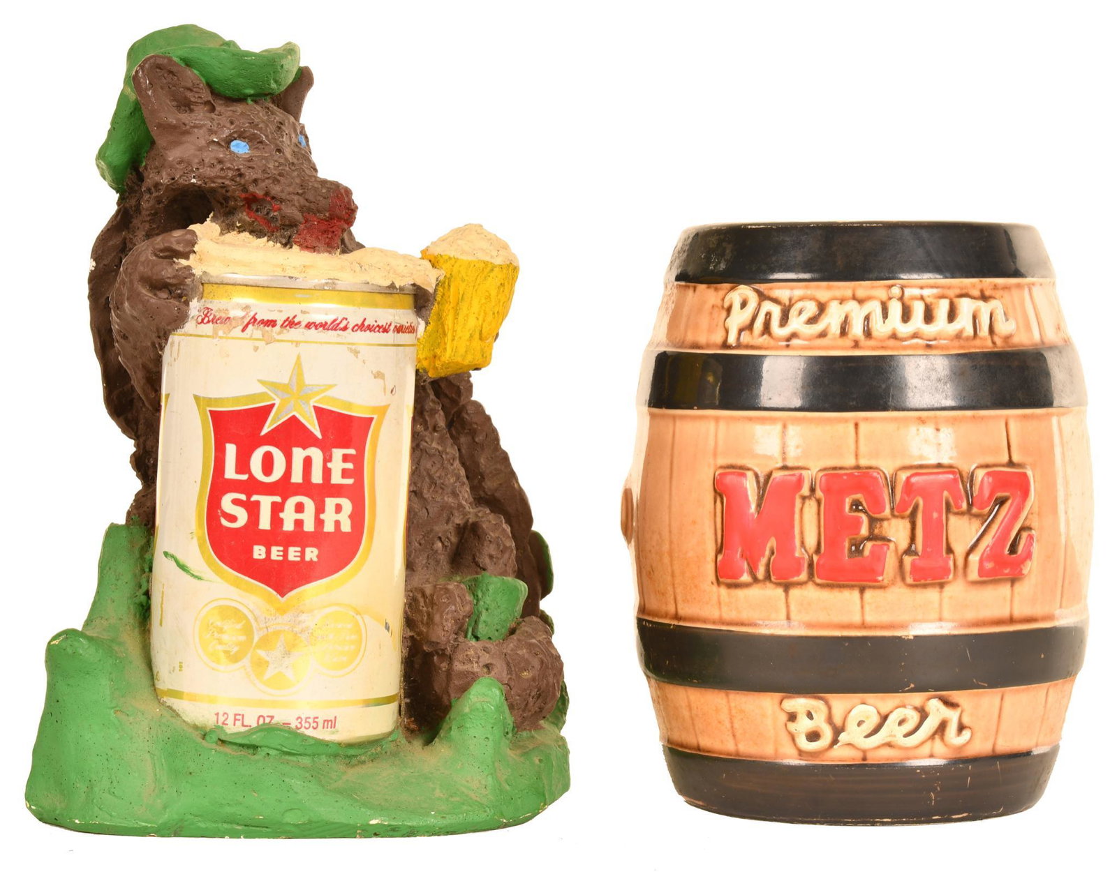 Metz Beer Ceramic Bank & Lone Star Statue (1 of 2)