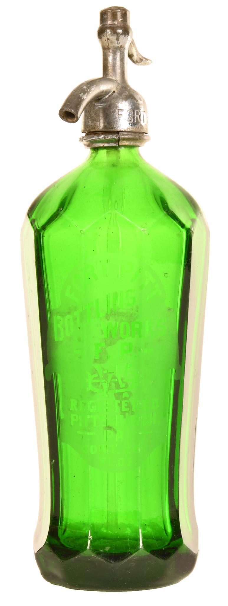 Port Pitt Bottling Works Seltzer Water Green Bottle (1 of 1)