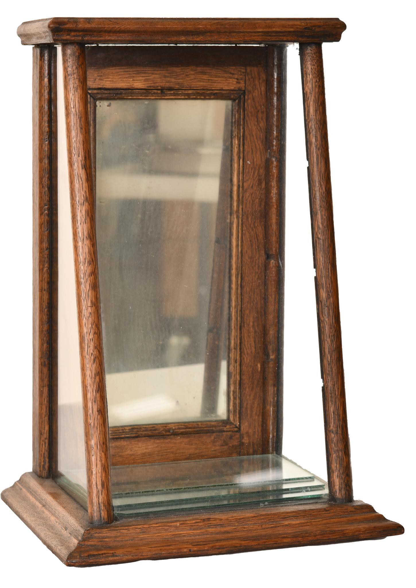 Small Oak Slant Front Show Case (1 of 1)