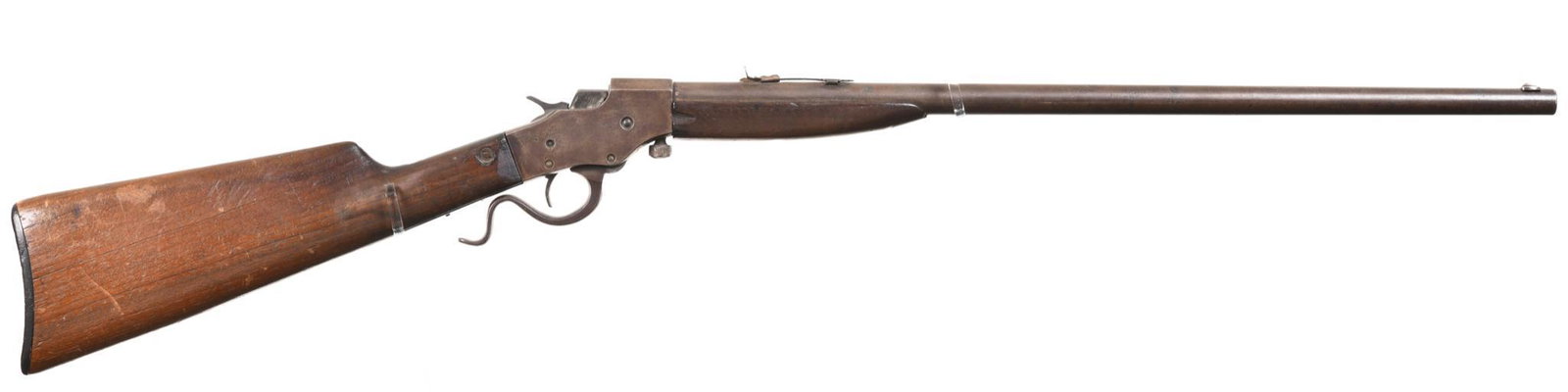 Stevens 1915 .22 Caliber Rifle S# 803: Lever action. Blueing is almost gone. Heavy handling marks.