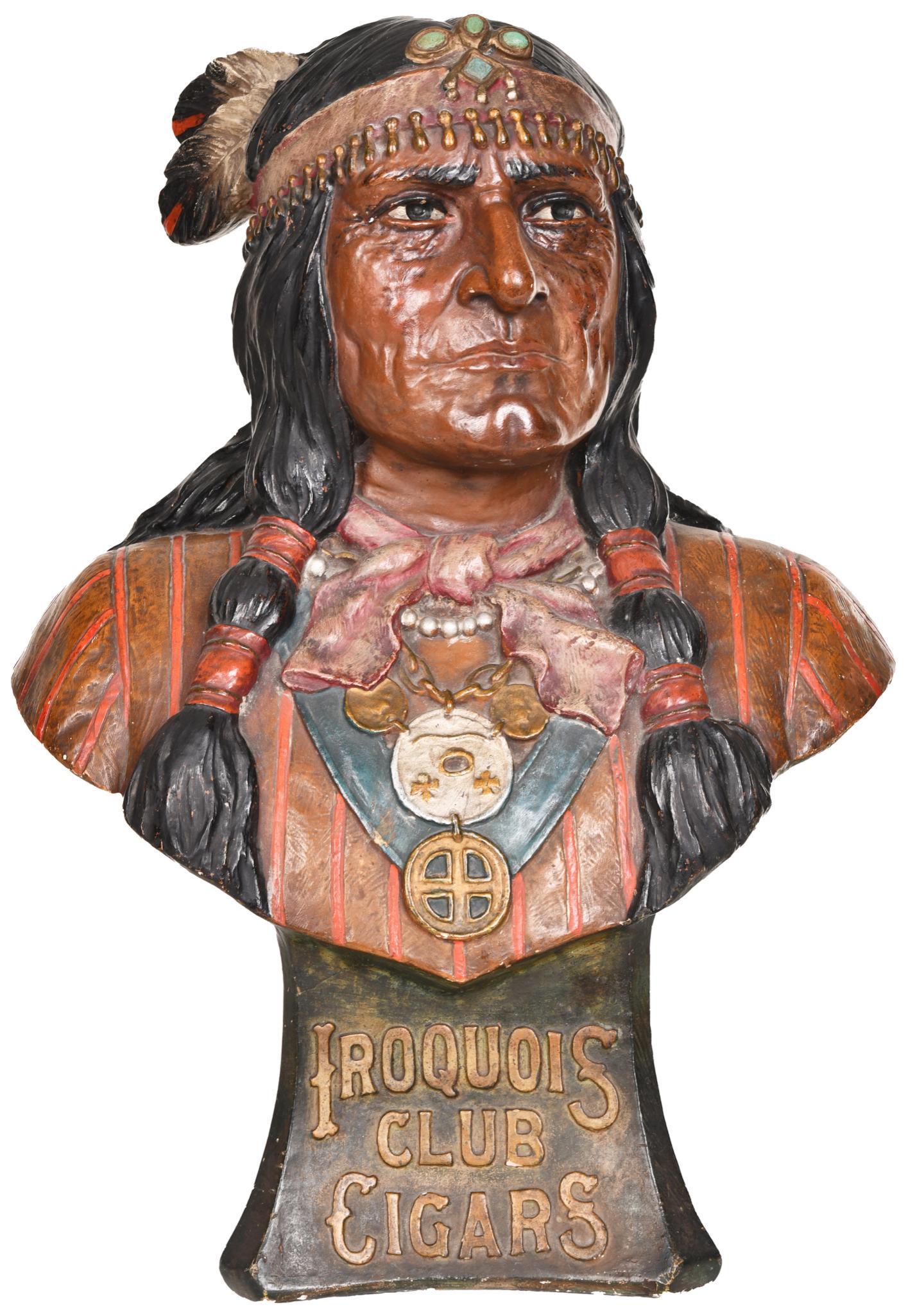 Iroquois Club Cigars Plaster Indian Bust (1 of 2)