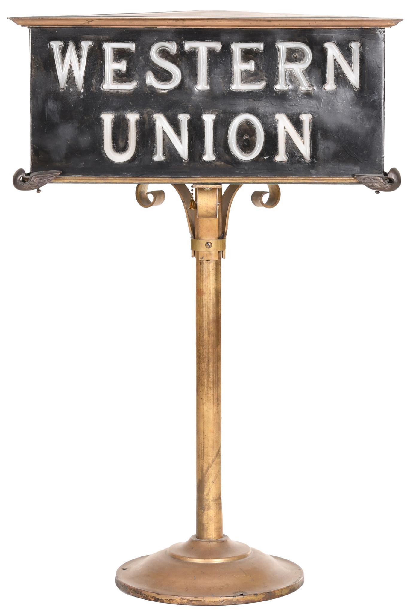 Very Rare, Western Union Ornate Triangle Desk Lamp (1 of 4)