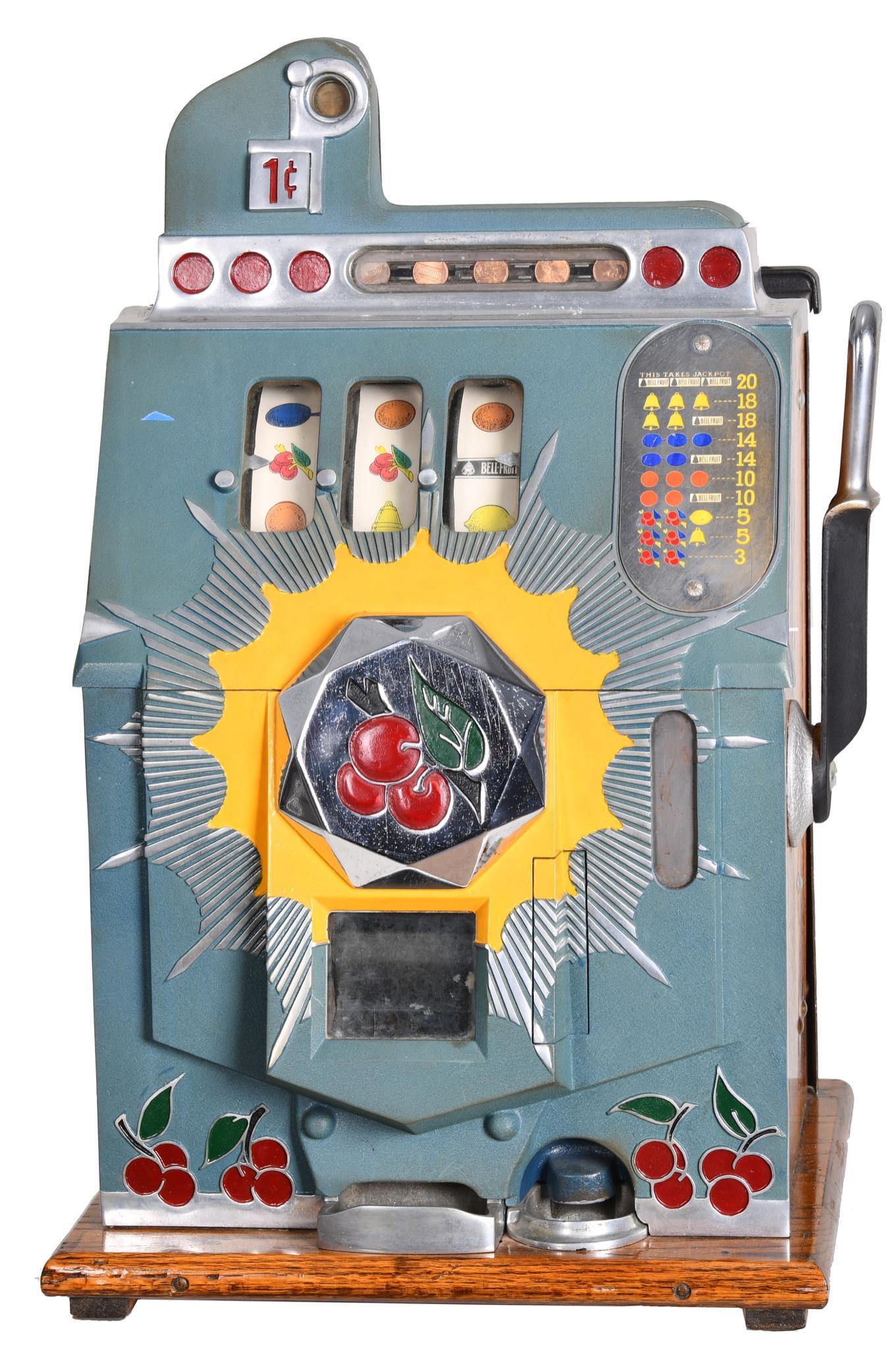 Rare Mills Bursting Cherry 1 Cent Slot Machine (1 of 4)
