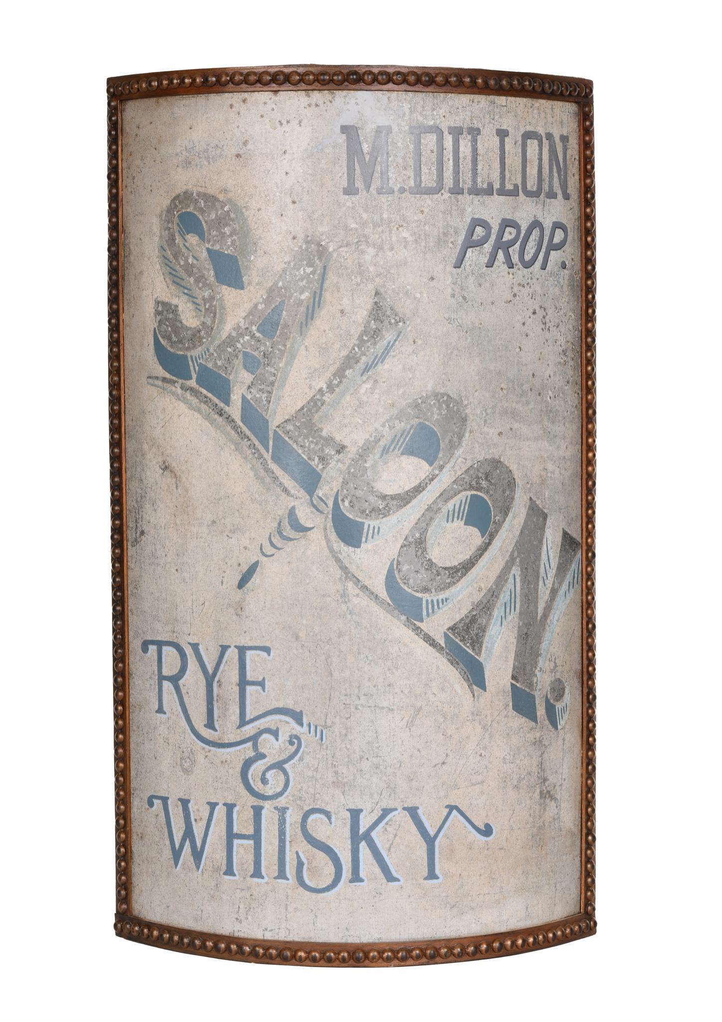 Saloon Rye & Whisky M.Dillon Prop. Curved Metal Sign (1 of 2)