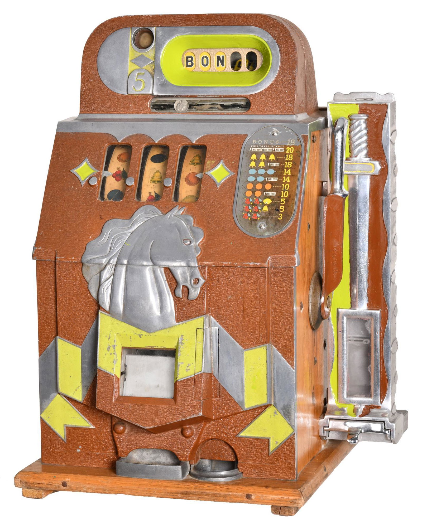 Mills 5 Cent Horse Head Front Slot Machine With Side (1 of 4)