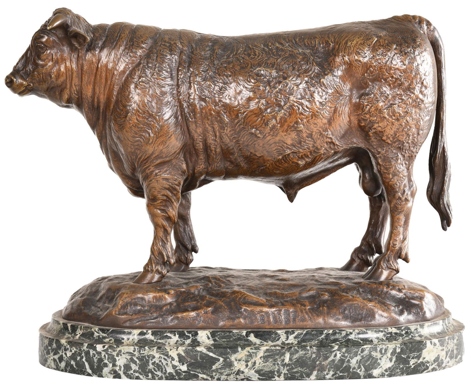 Bronze Bull Statue on Marble Base (1 of 2)