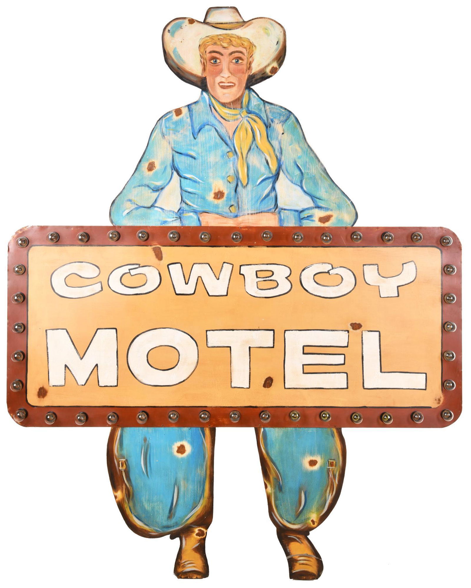 Large Reproduction Cowboy Motel Metal Lighted Sign (1 of 2)