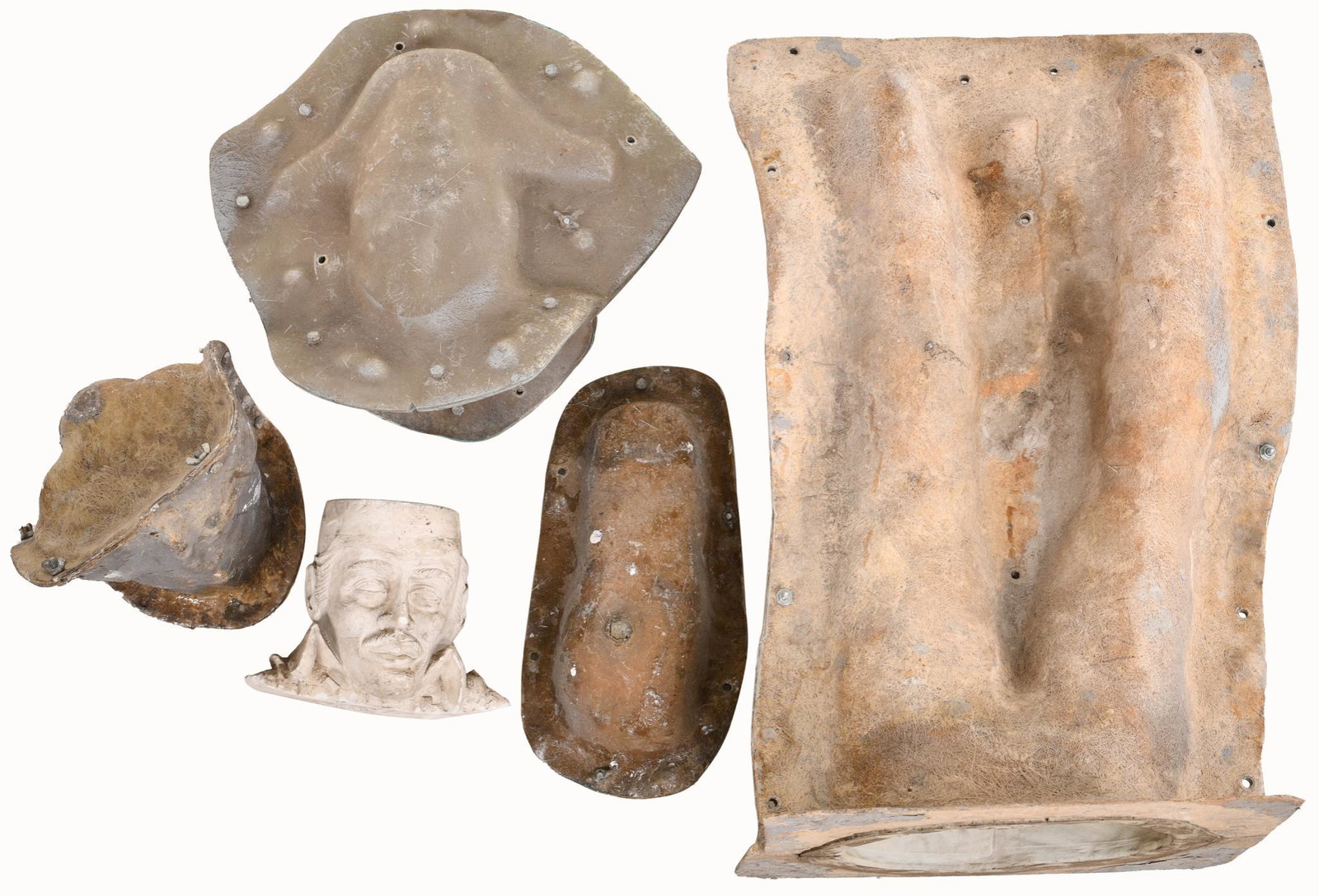 Figural Molds for Making Pirate & Black Bart Slot: Five pieces including fiberglass molds all for one money.