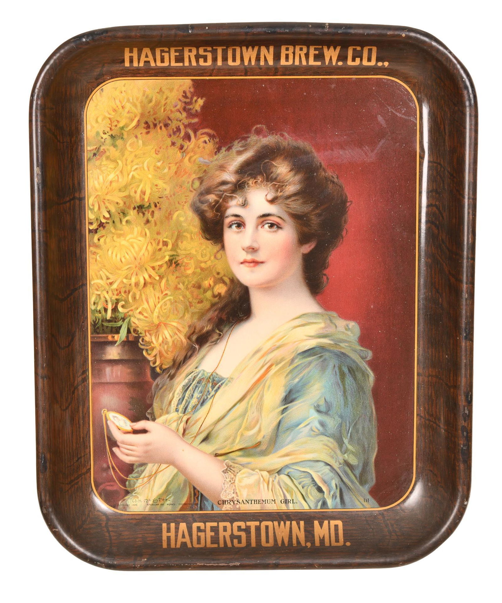Hagerstown Brew. Co. Tin Serving Tray w/Lady (1 of 2)