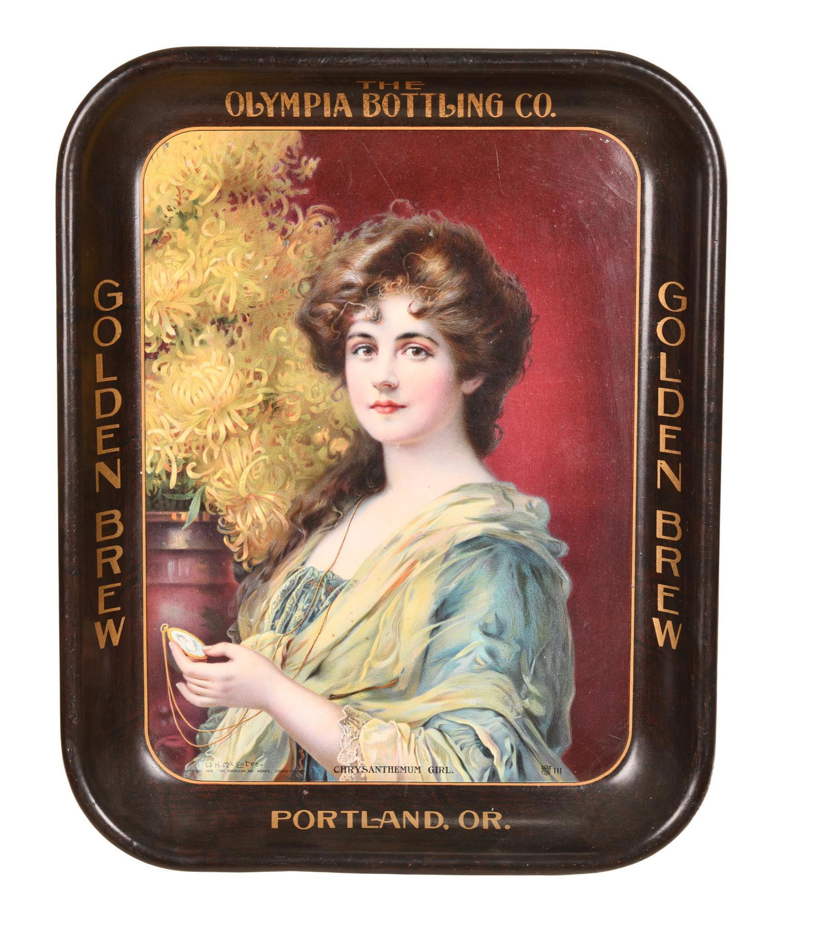 Olympia Bottling Co. "Golden Brew"  Tin Serving Tray (1 of 2)