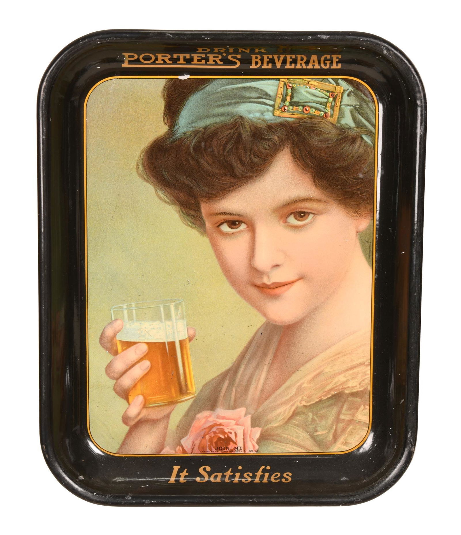Porter's Beverage Tin Serving Tray w/Lady (1 of 2)