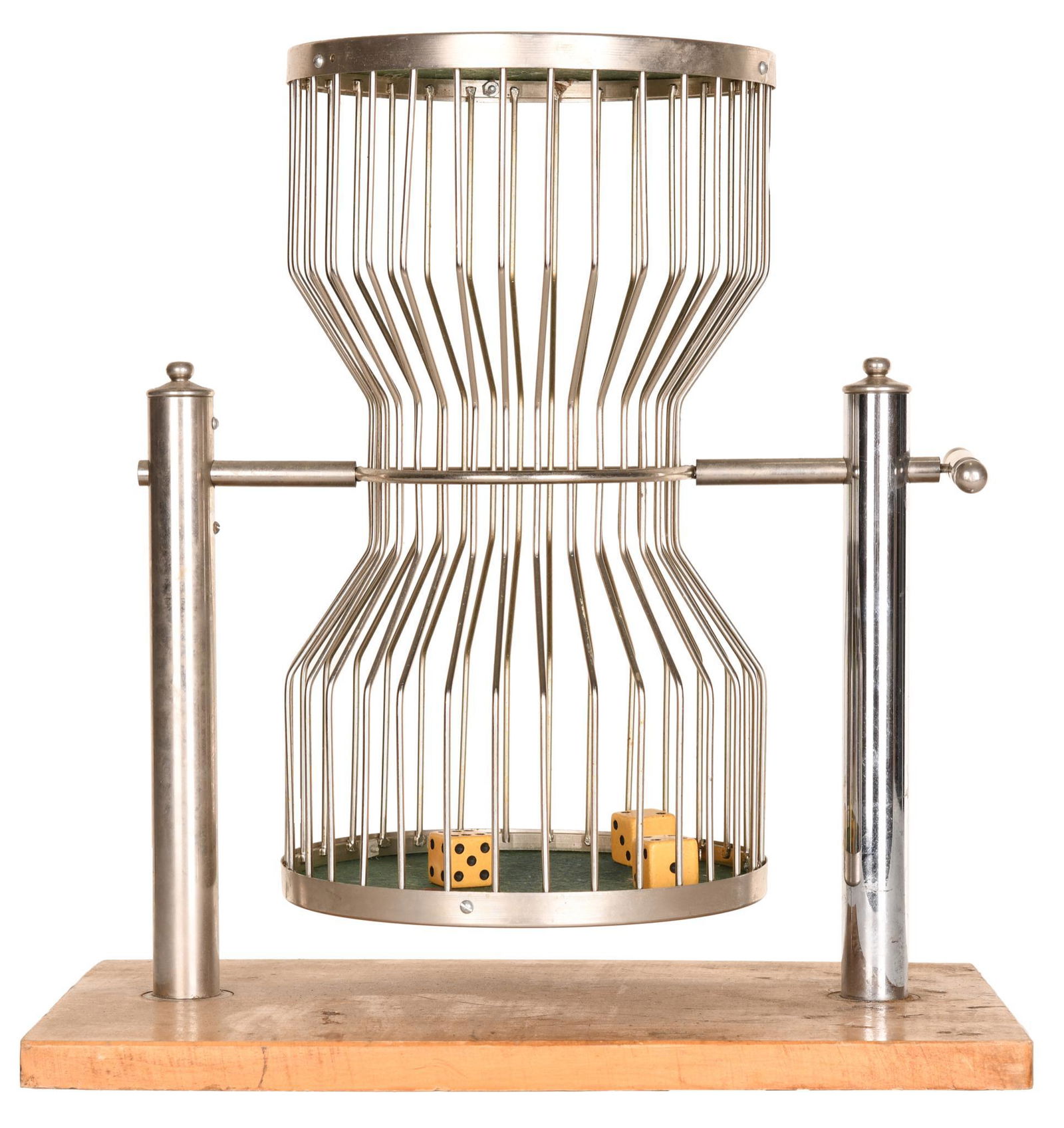 Chuck-A-Luck Dice Tumbler Gambling Device: in very good condition, has three dice in it, 19"x18"x10", rated 8