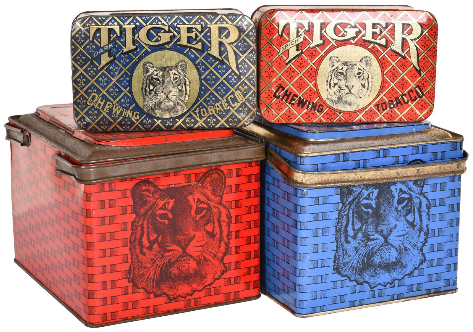 4-Tiger Dark Sweet Chewing Tobacco Tin Containers (1 of 2)
