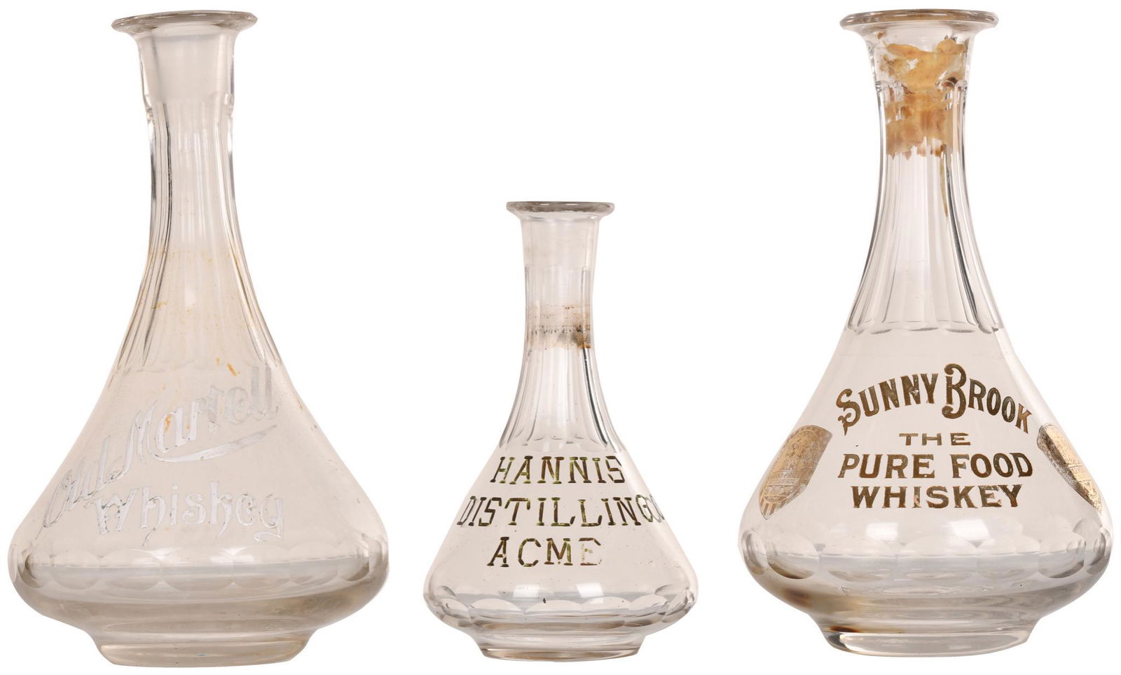 3-Enameled and Gold Filled Glass Whiskey Decanters (1 of 1)