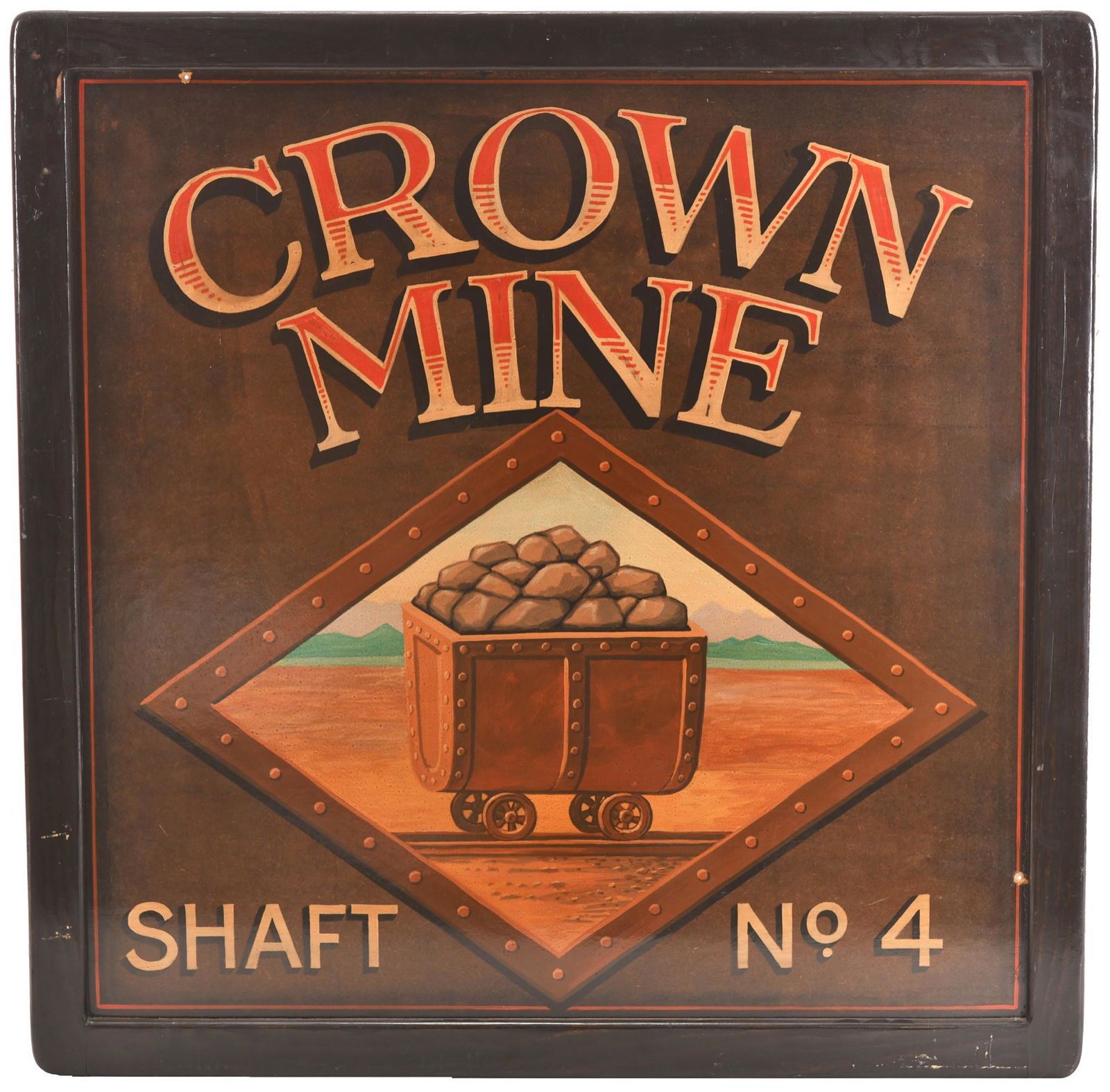 Crown Mine Shaft No.4 Painting on Masonite: In very good condition, Age Unknown, hand painted, 36"x36", Rated 9