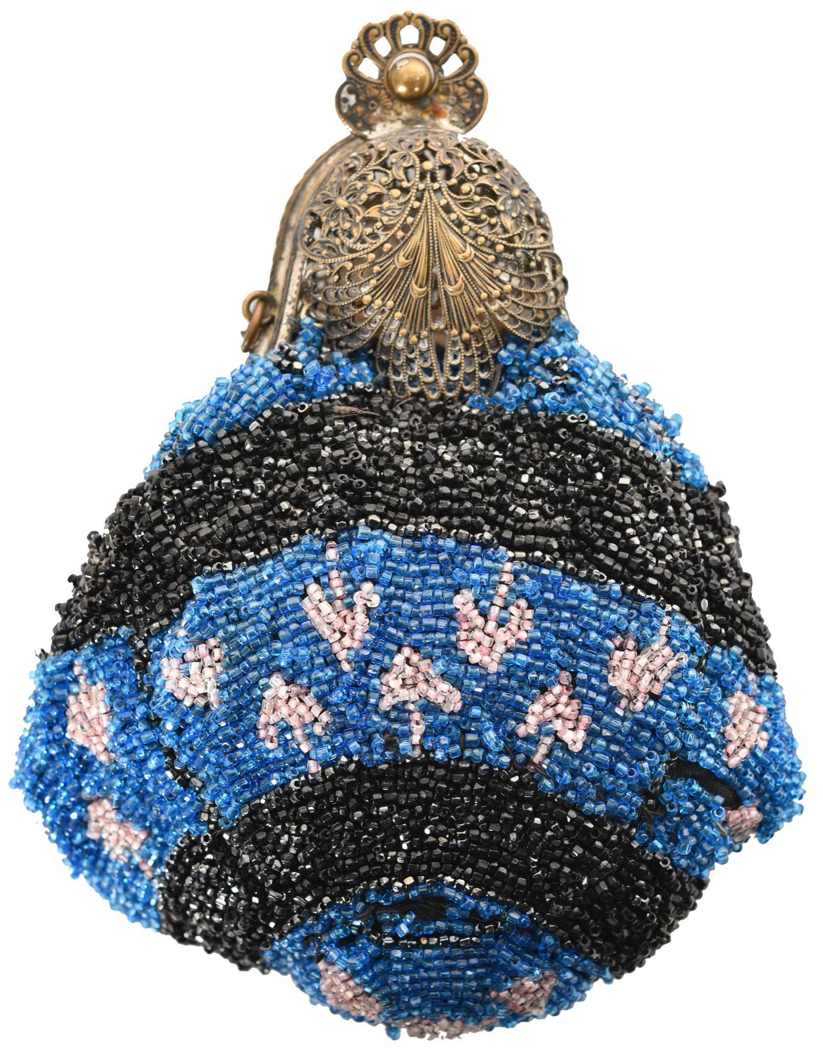 Fancy Lady's Beaded Purse w/Fretwork Top (1 of 2)