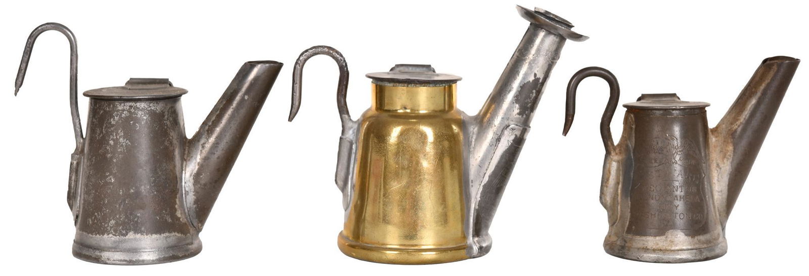 3-Early Metal Miner Oil Lamps (1 of 2)