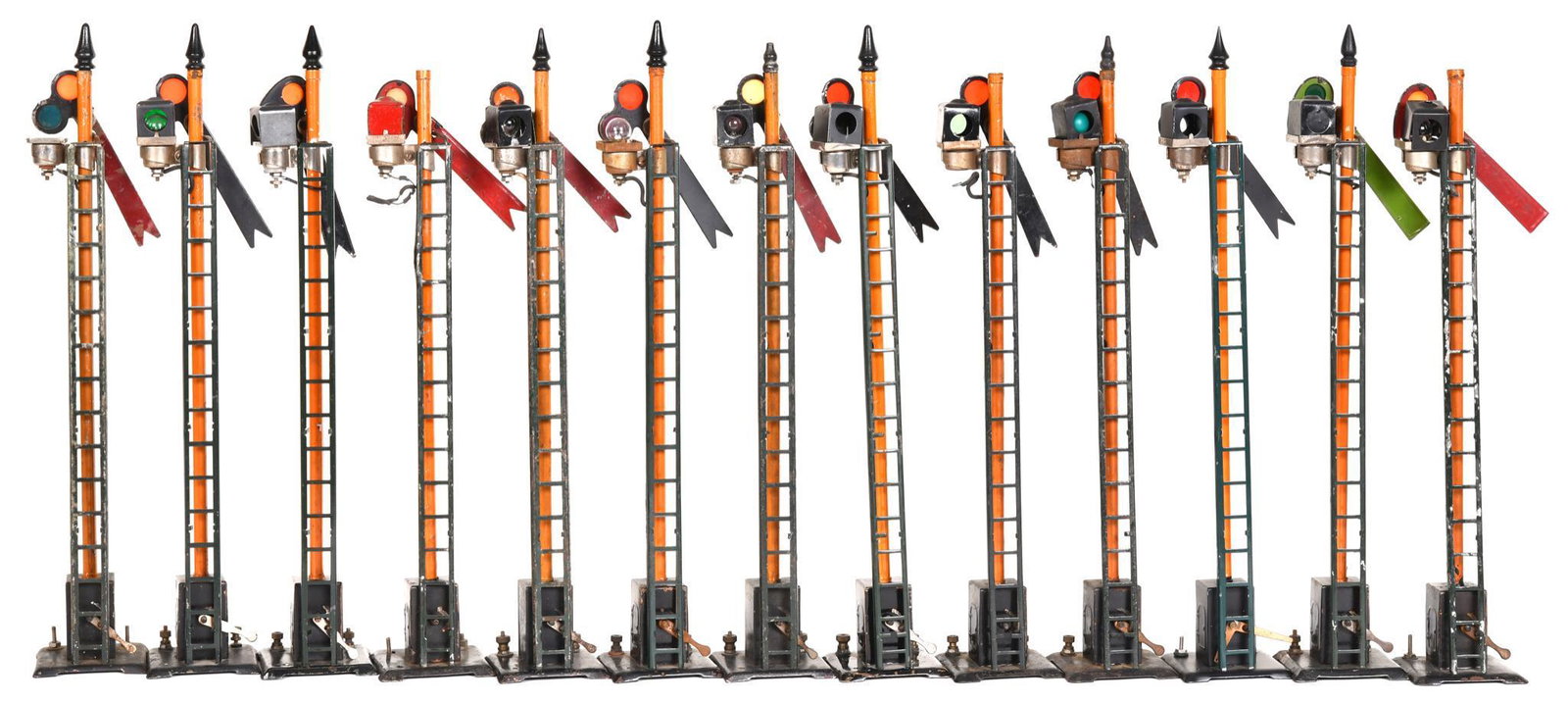 13-Lionel 66 Semaphore: Most have good parts, all have some wear, couple are missing parts, 14"T.