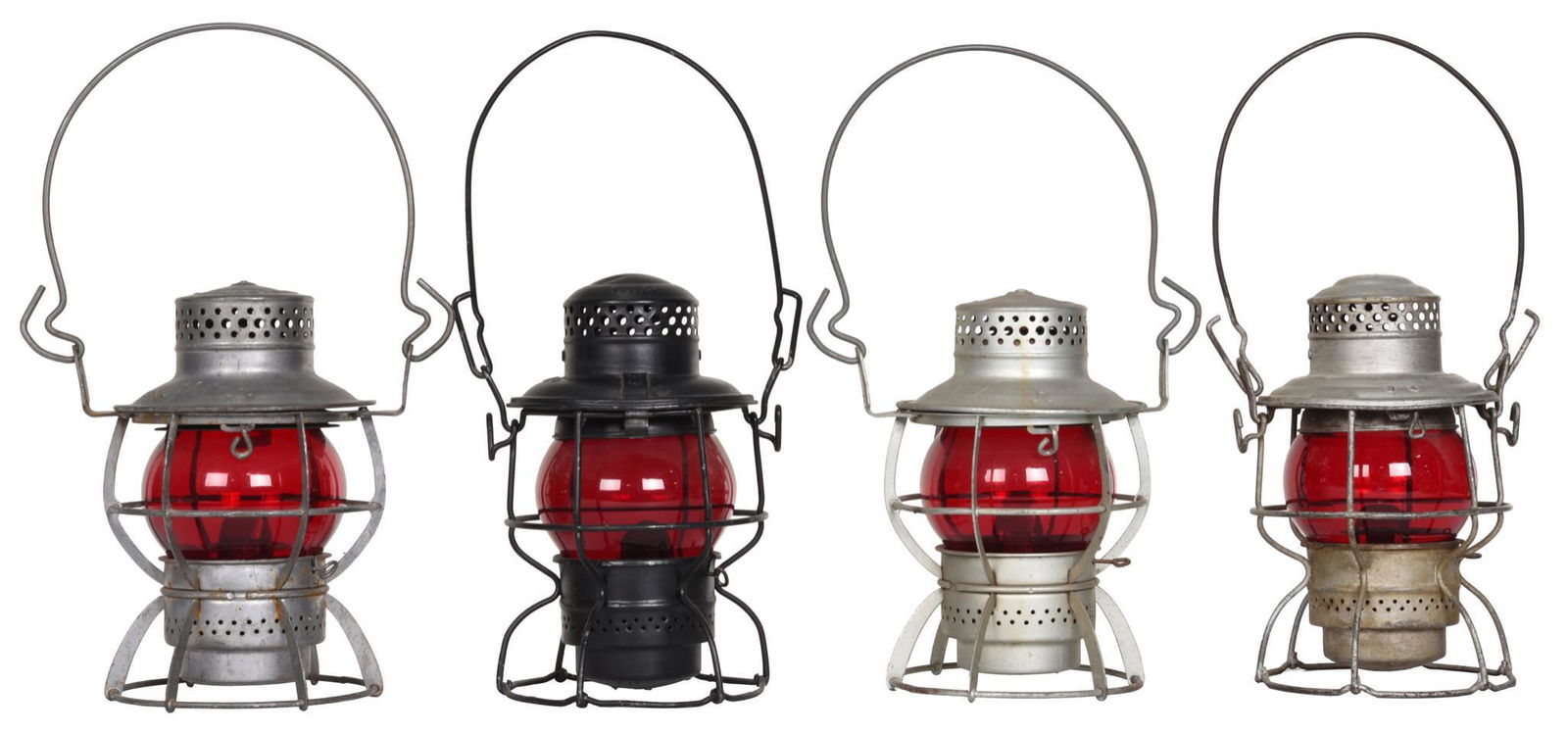 4-Railroad Lanterns with Red Globes Not Marked (1 of 11)