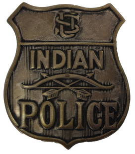 Indian Police SU Metal Badge: In good condition, does have light wear, has a "B" on back which is the only marking