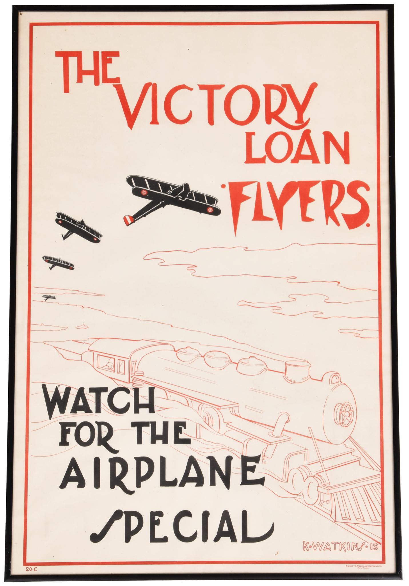 WWI "The Victory Loan Flyers" Poster w/Train & Planes (1 of 1)