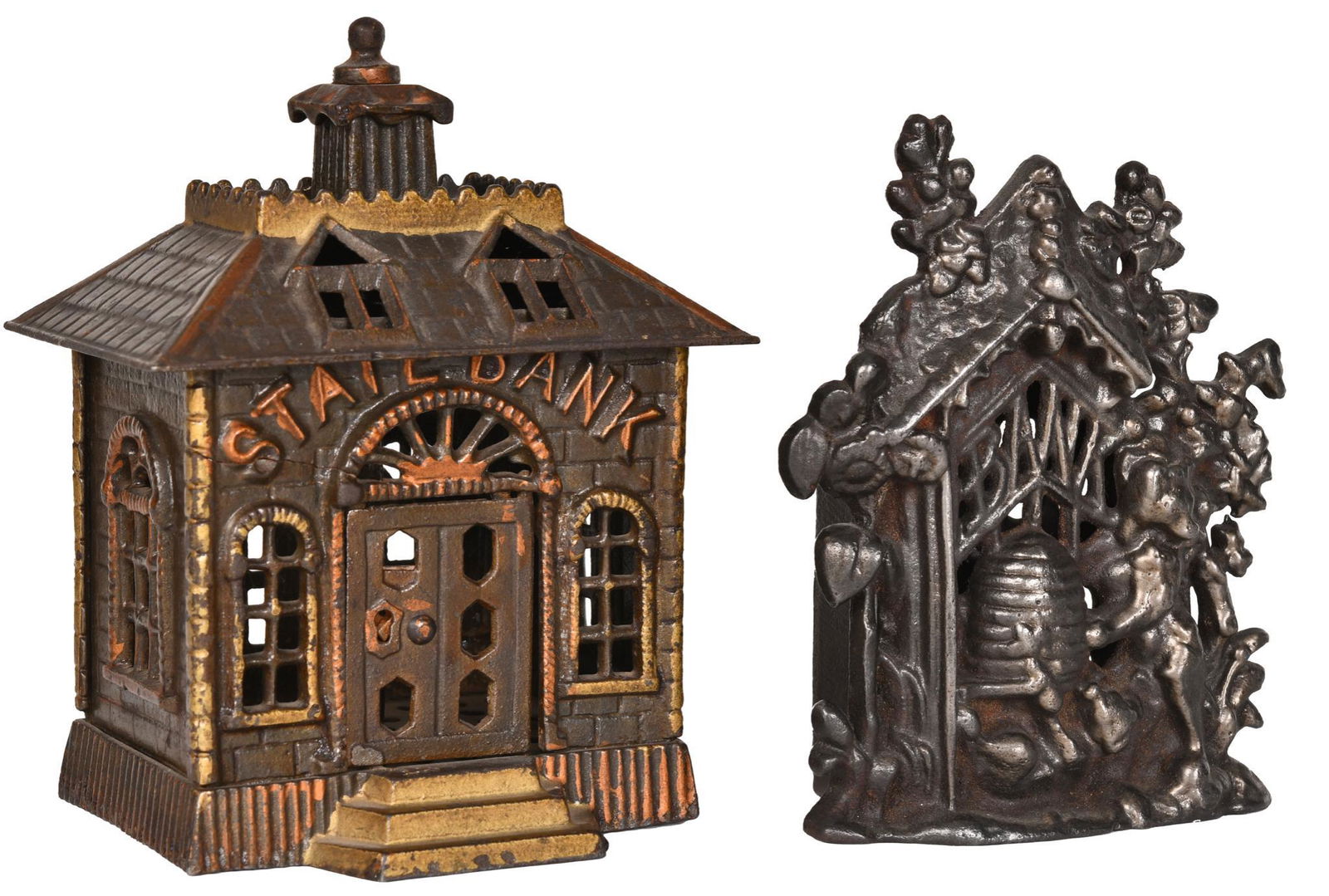 2-Cast Iron Building Still Coin Banks (1 of 2)