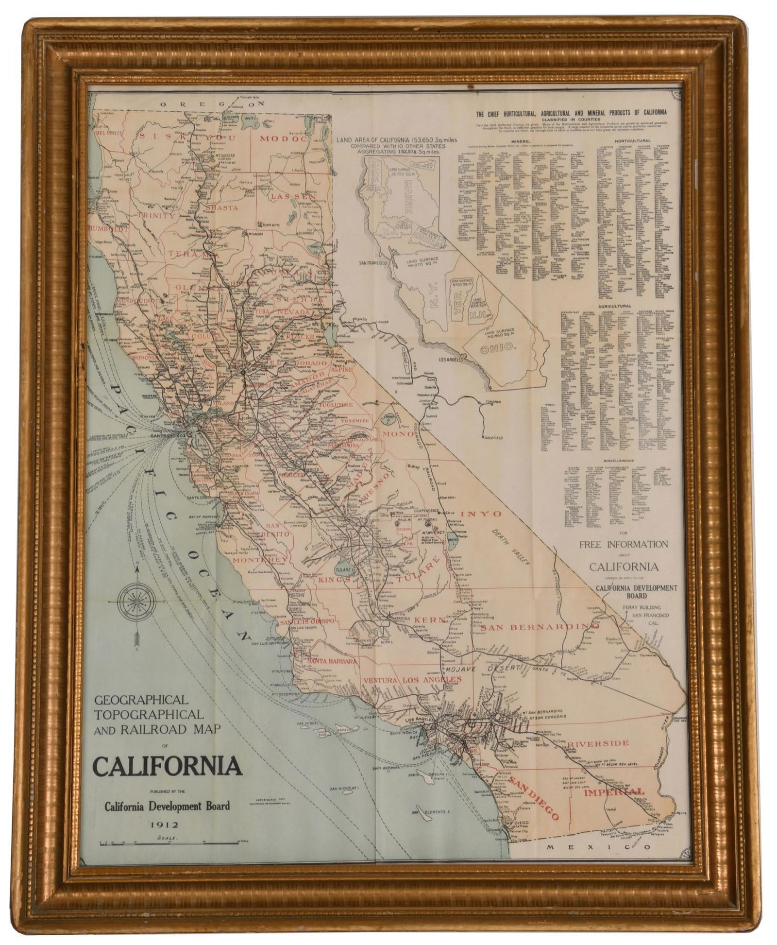 1912 Topographic & RR Map of California (1 of 1)