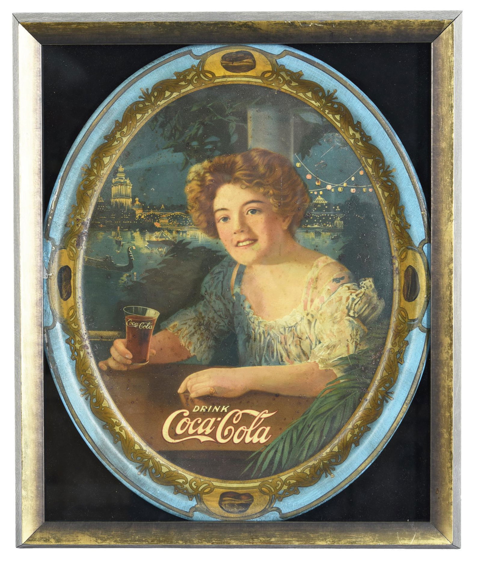 1909 Coca-Cola Oval Serving Tray Exhibition Girl (1 of 2)