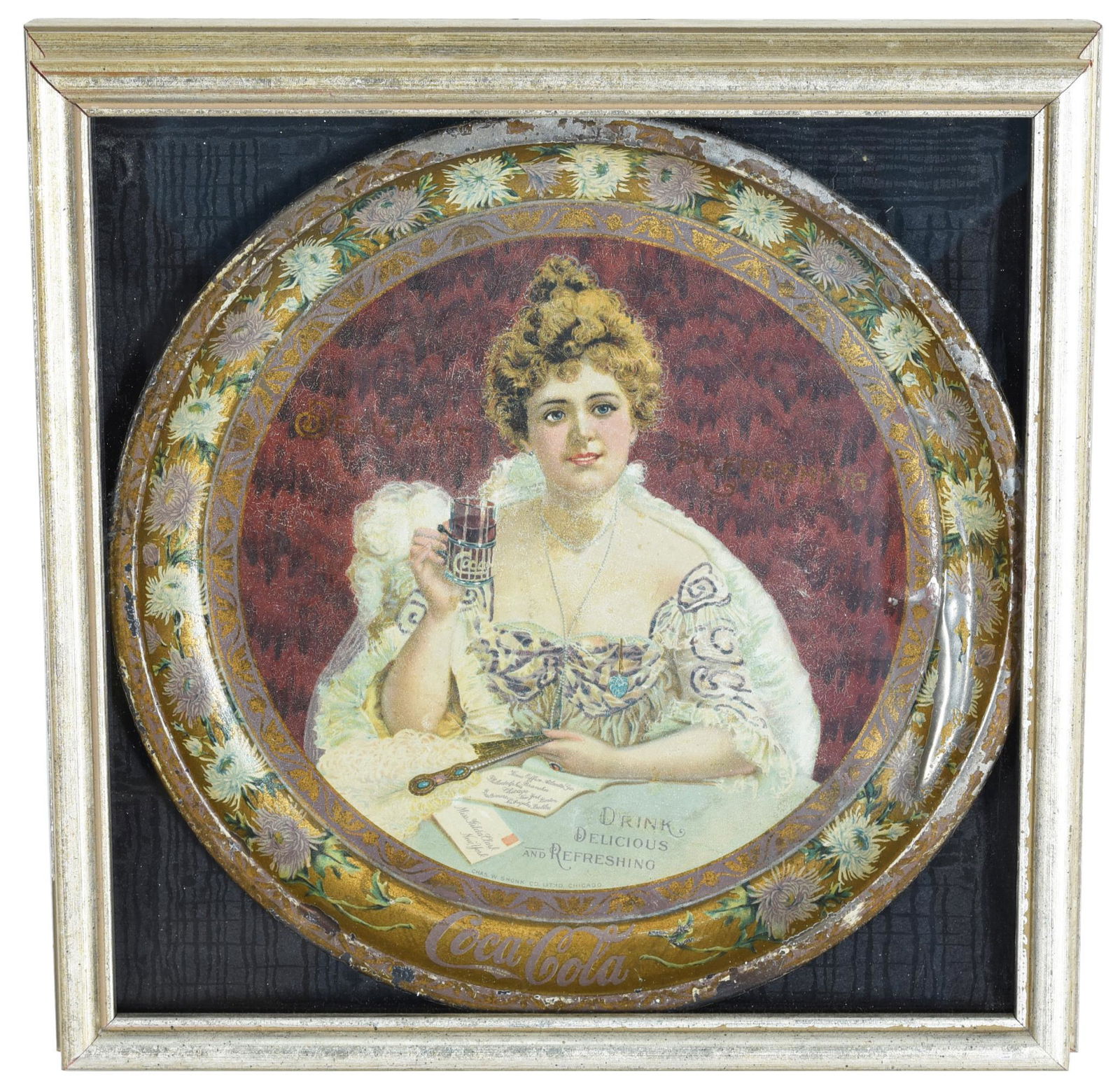 1903 Coca-Cola Round Serving Tray Hilda with Glass (1 of 2)