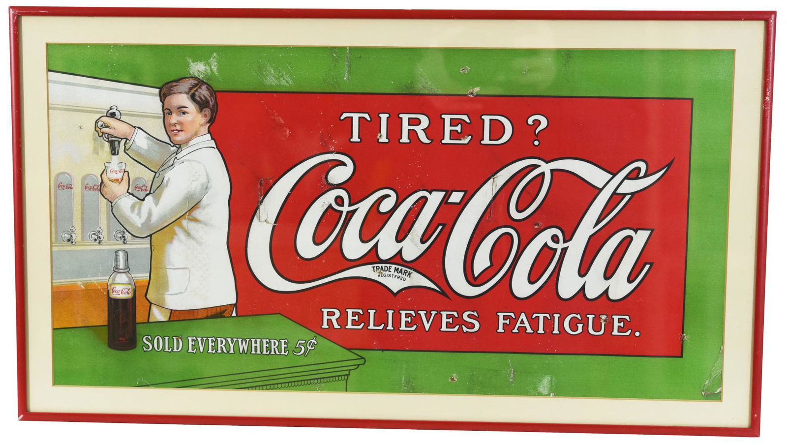 Coca-Cola Relieves Fatigue "Tired?" w/Soda Jerk Poster (1 of 2)