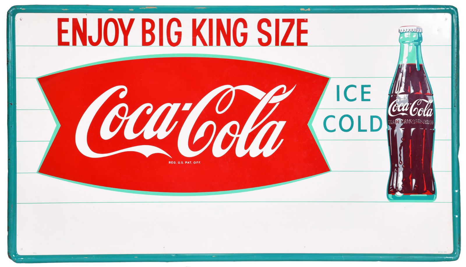 Enjoy Big King Size Coca-Cola in Fish Tail Metal Sign (1 of 2)