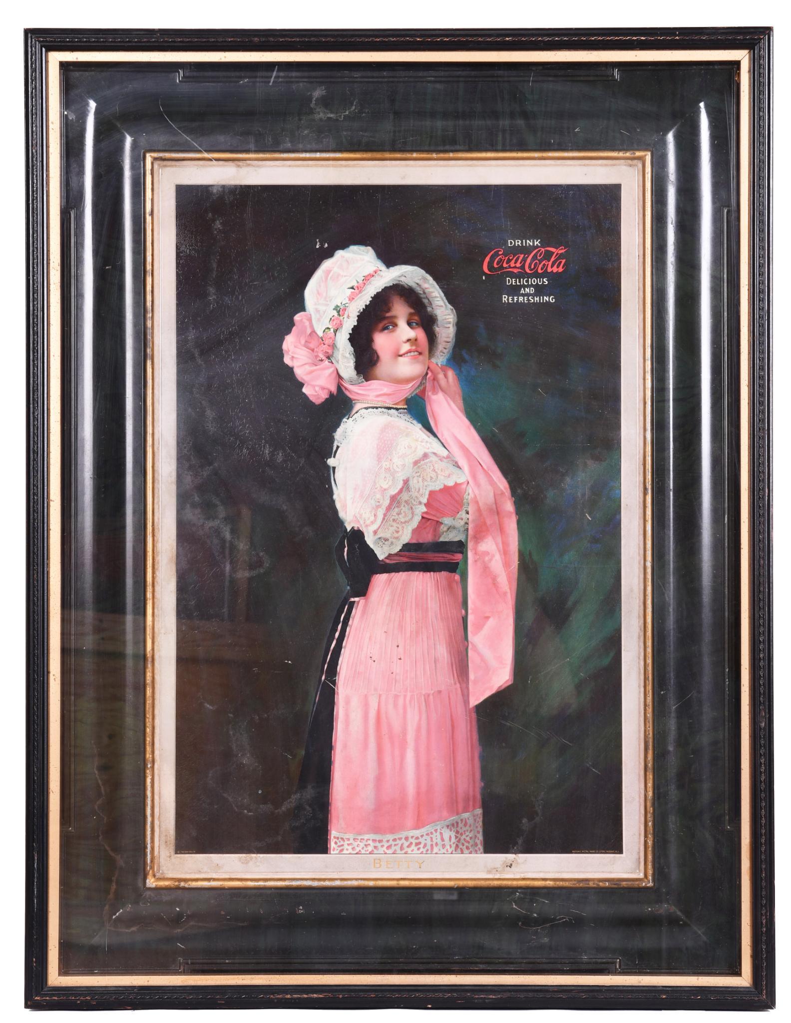 1914 Coca-Cola "Betty" Self Framed Sign (1 of 2)