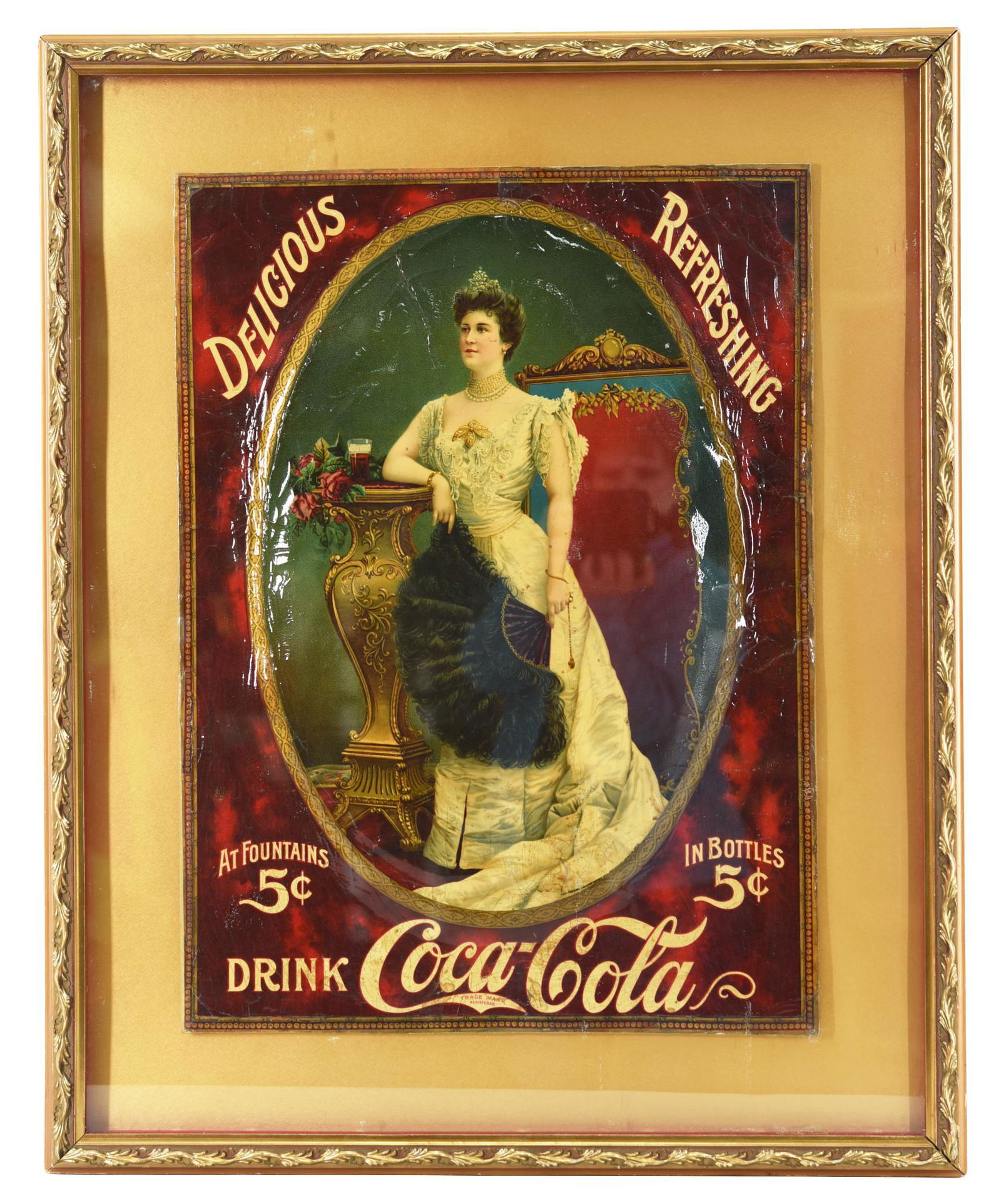 1905 Drink Coca-Cola w/Lillian Nordica Arm Table Sign (1 of 2)
