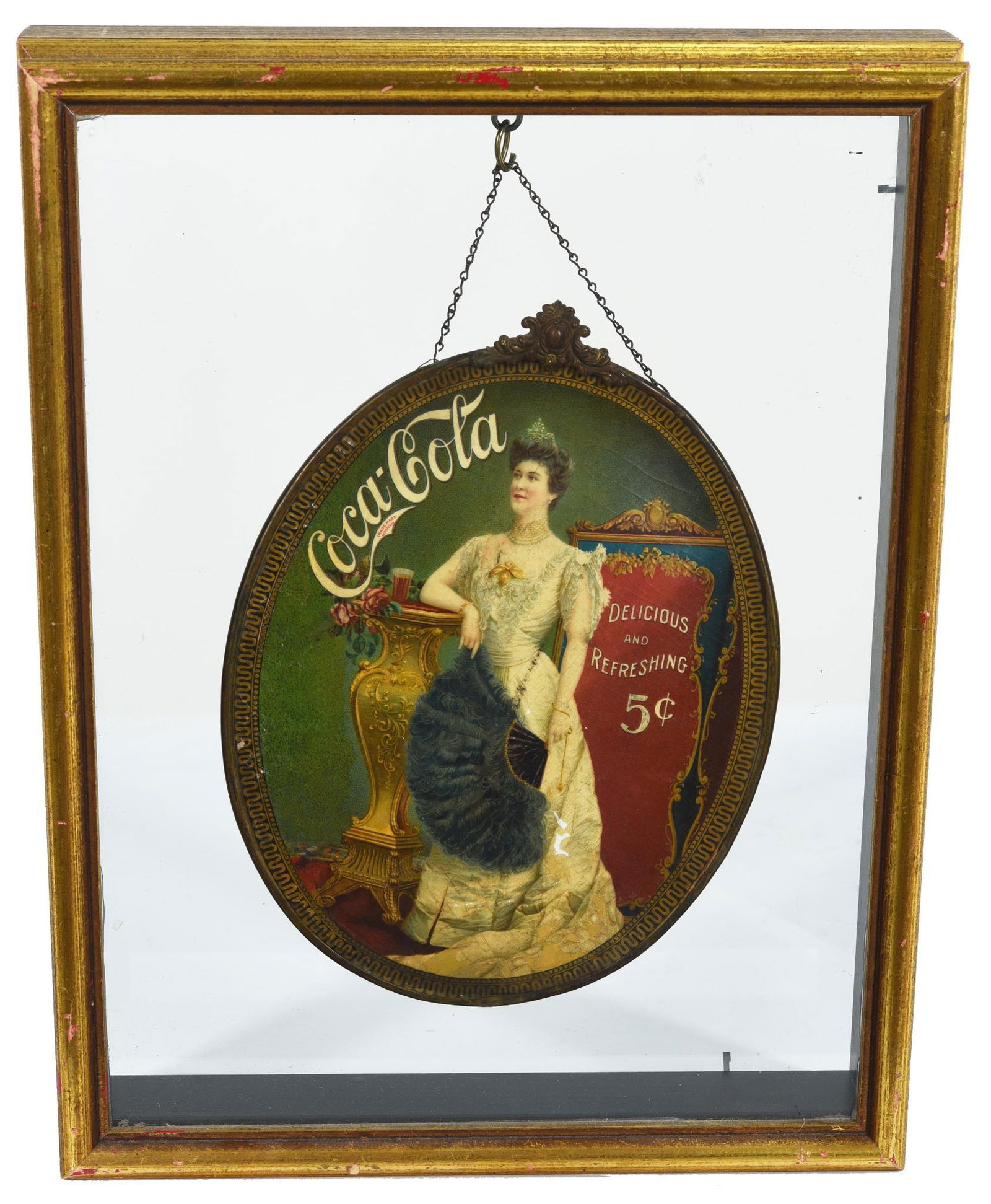 1905 Coca-Cola Celluloid Cameo Sign w/Lillian Nordica (1 of 2)