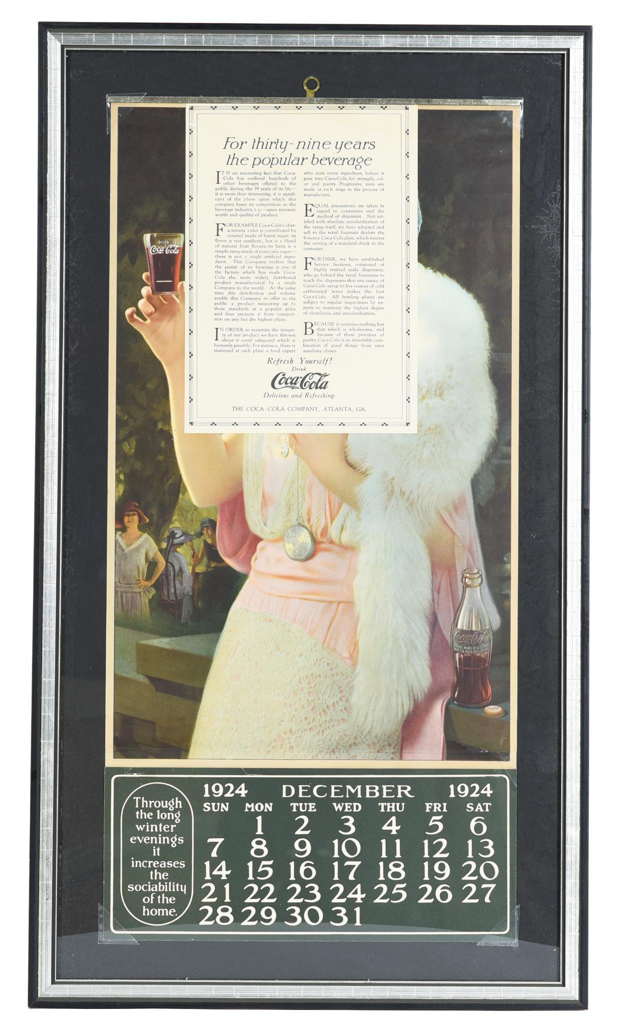 1925 Coca-Cola Calendar Lady in Fur with Glass (1 of 2)