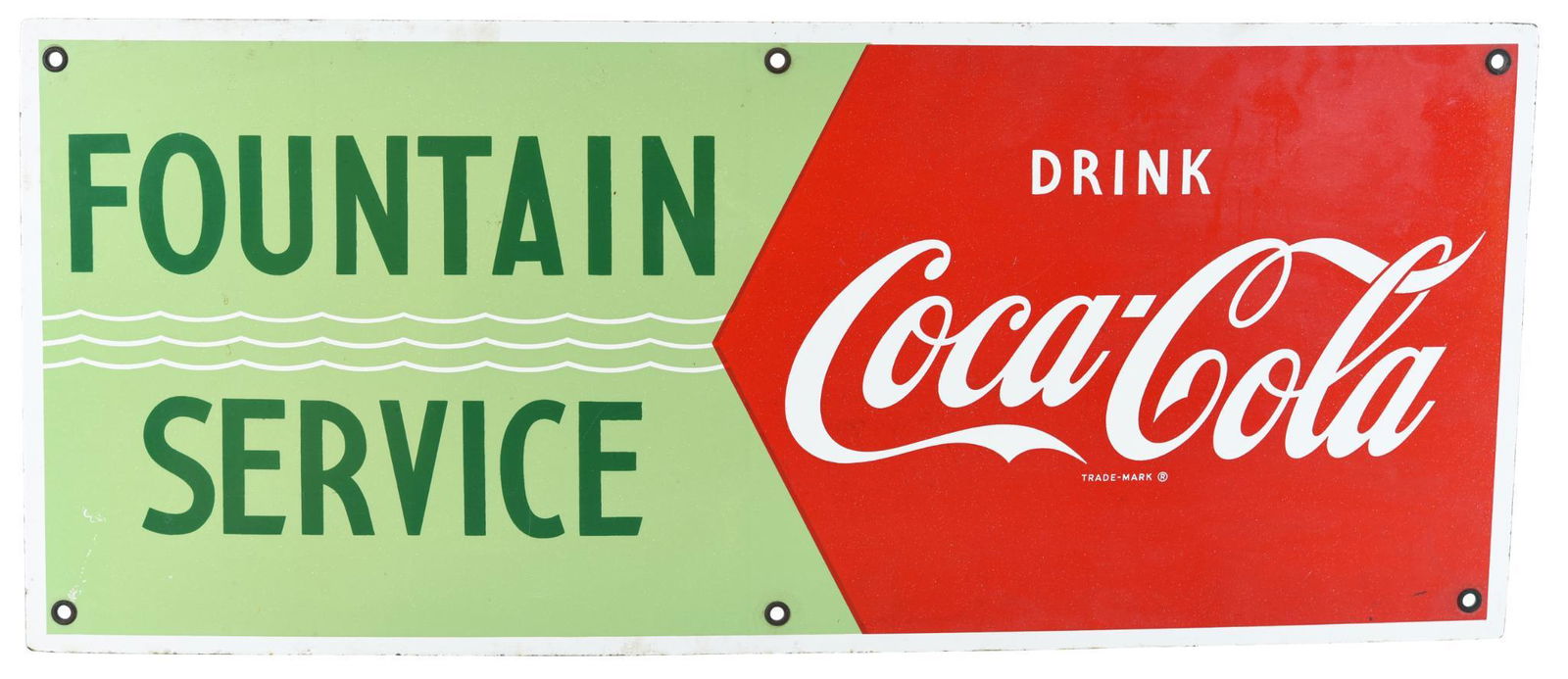 Drink Coca-Cola (red) Fountain Service Porcelain Sign (1 of 2)