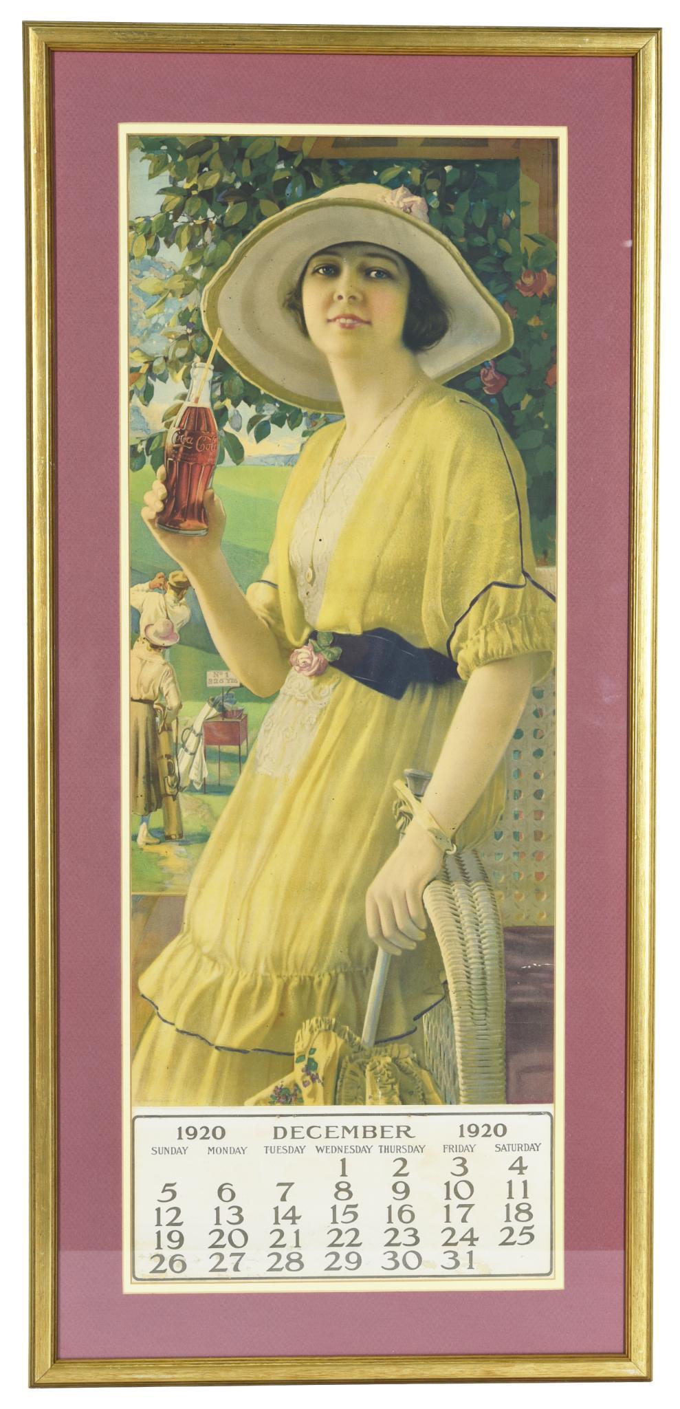 1920 Coca-Cola w/"Golden Girl" Hanging Calendar (1 of 2)