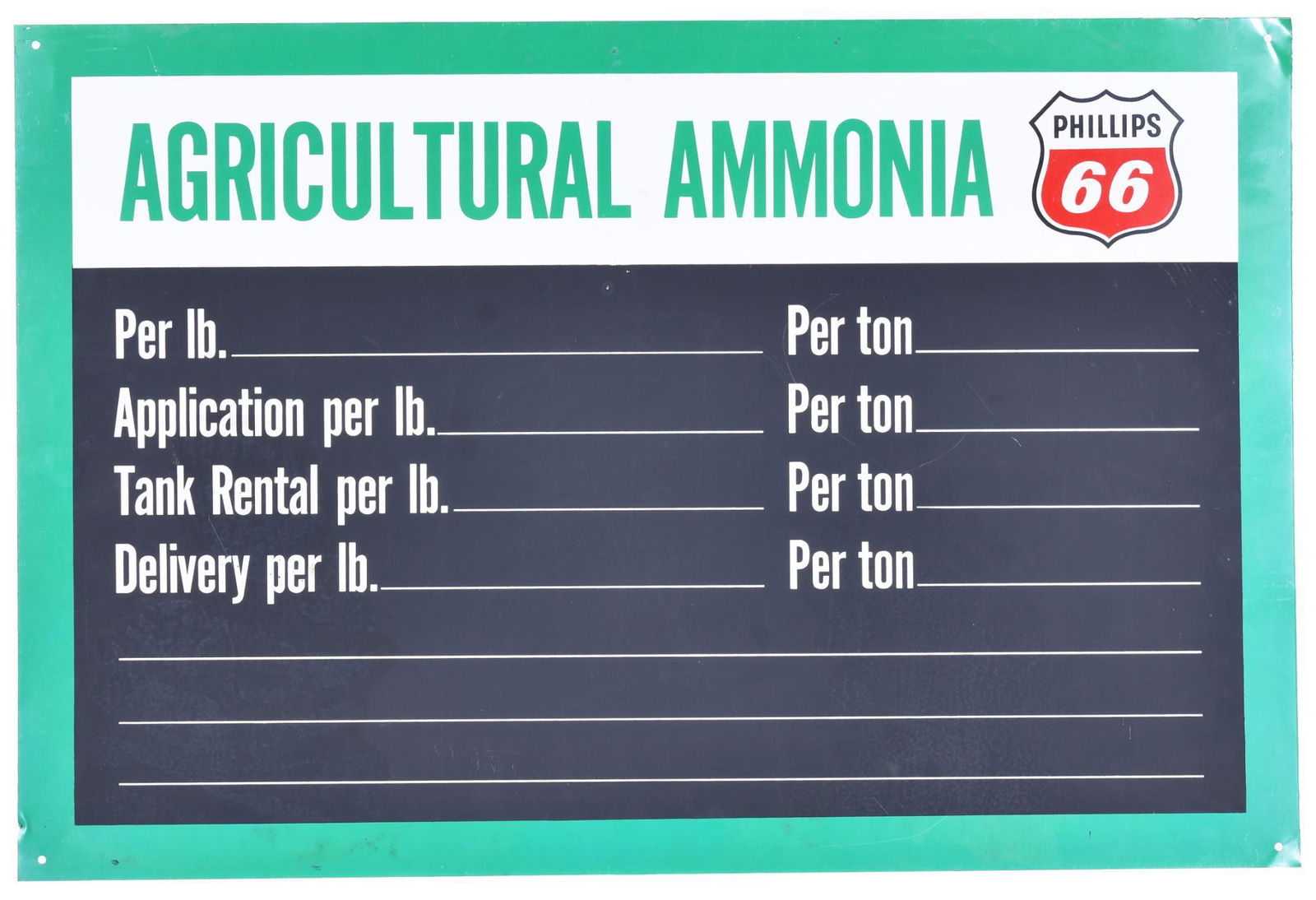 Phillips 66 (red white) Agricultural Ammonia Metal: SST sign, has very good color and shine, shows light wear, 20"x30", rated 9+