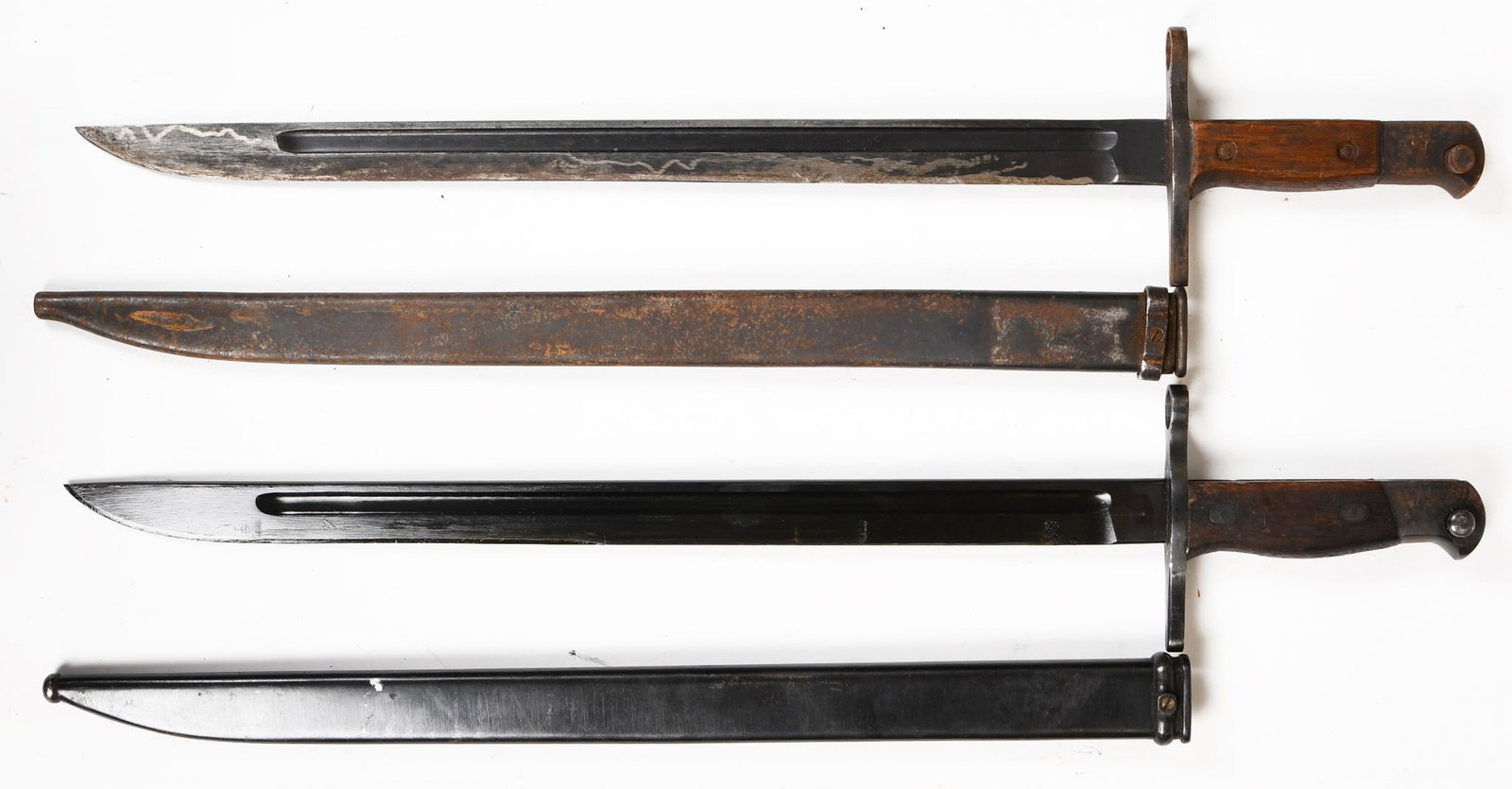Lot Of 2 Japanese Type 99 Arisaka Bayonets: 16" blades. All original with wear and paint loss. One has Jinsen Arsenal mark and the other has Tokyo Arsenal proof mark.