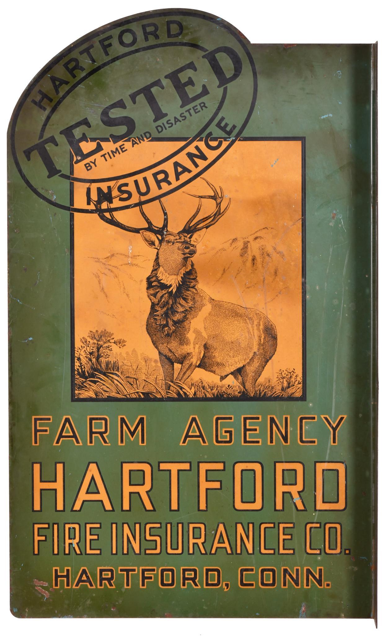 Hartford Farm Agency Fire Insurance Metal Sign (1 of 2)