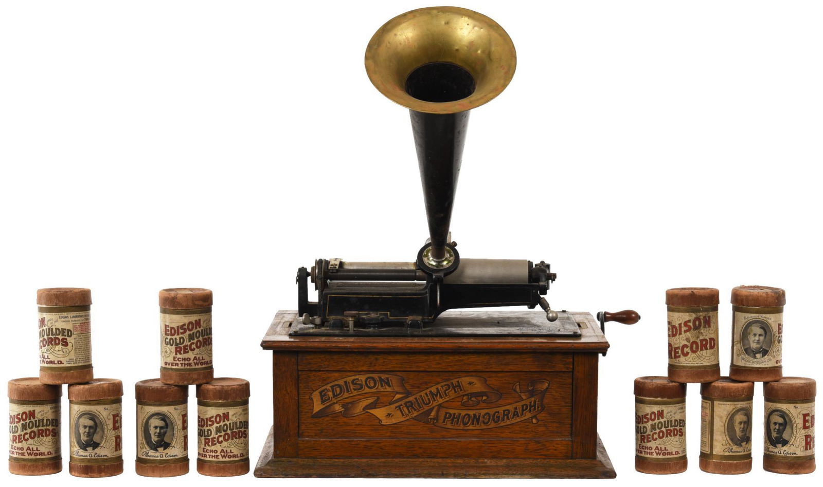 Edison Triumph Phonograph Cylinder Player w/Metal Horn (1 of 3)