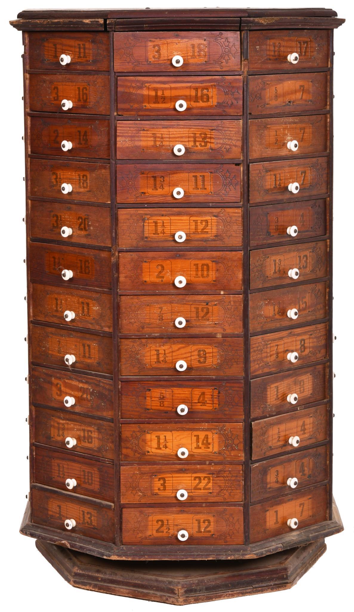 Octagon Rotating Hardware Cabinet w/96 Drawers (1 of 1)