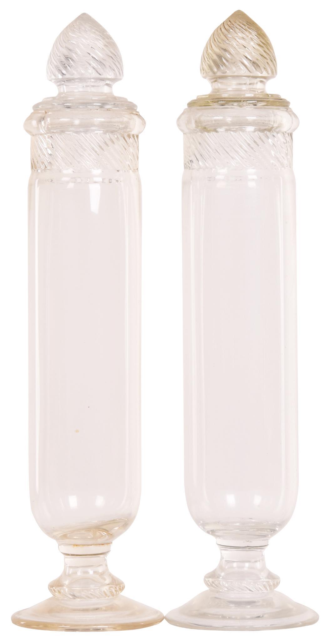 2-Footed Pressed Glass Swirl Top Candy Store Containers (1 of 1)