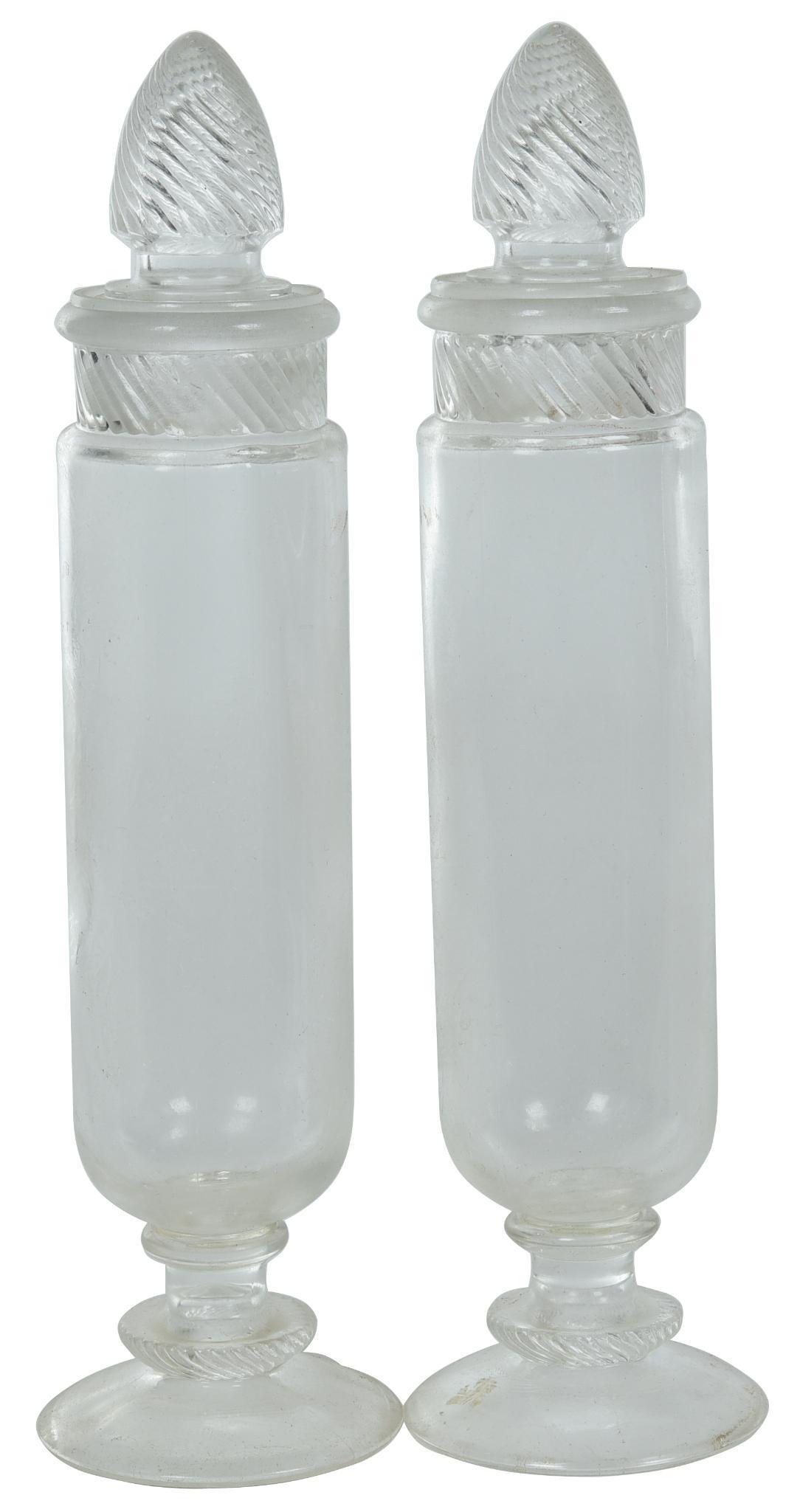 2-Miniature Candy Store Footed Cylinders w/Spiral (1 of 1)