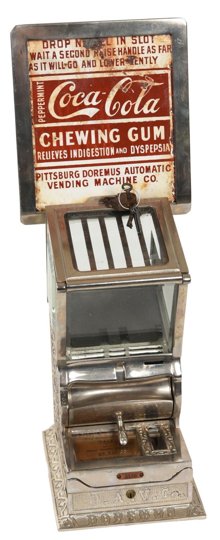 Doremus Coin-op w/Coca-Cola Chewing Gum Porcelain Sign (1 of 2)