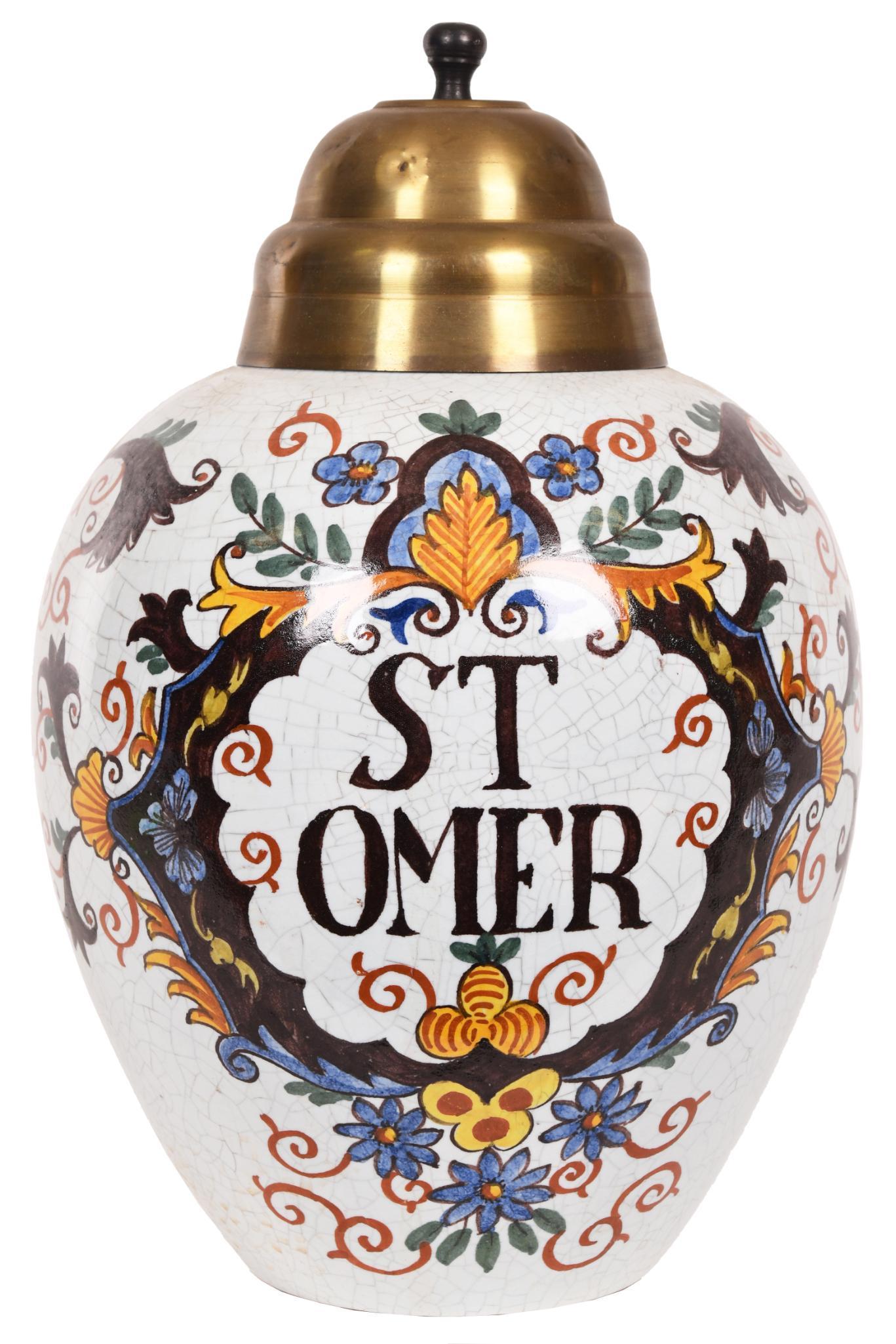Dutch Delft Polychrome Tobacco Jar "St. Omer" w/Flora (1 of 1)
