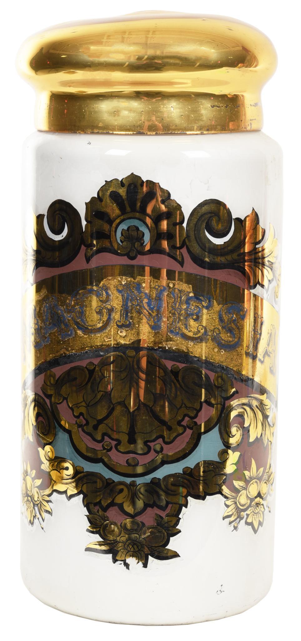 Large Reverse Painted Glass Apothecary Jar (1 of 1)