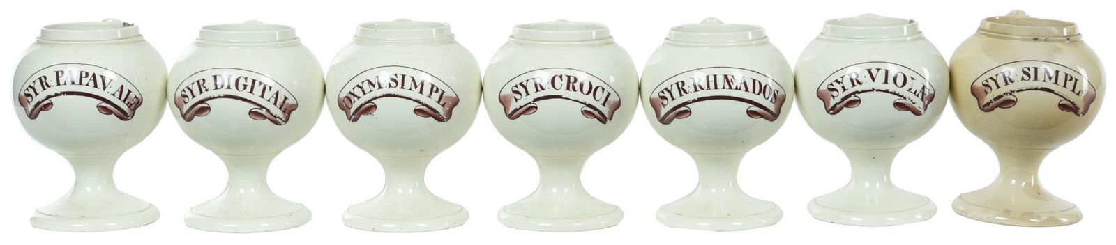 7-English Apothecary Syrup Jars No Lids (1 of 2)