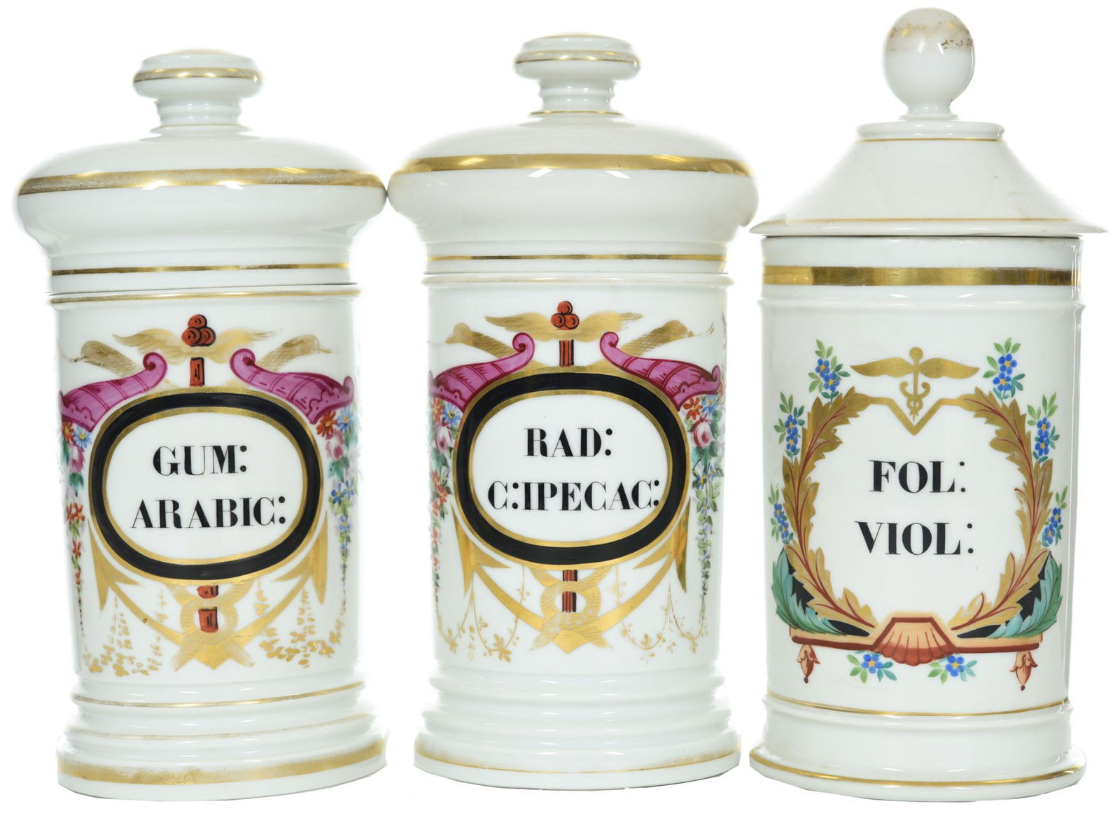 3-French Porcelain Apothecary Jars (1 of 2)