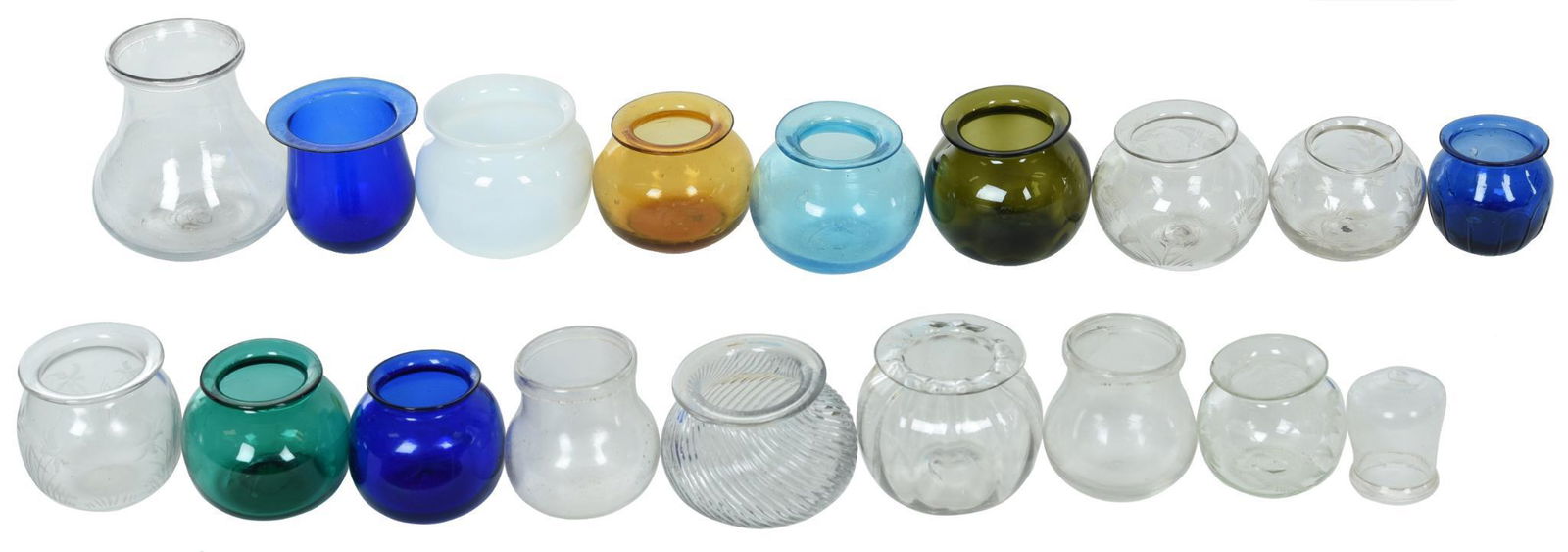 18-Clear & Colored Glass Pocket Leech Jars (1 of 1)